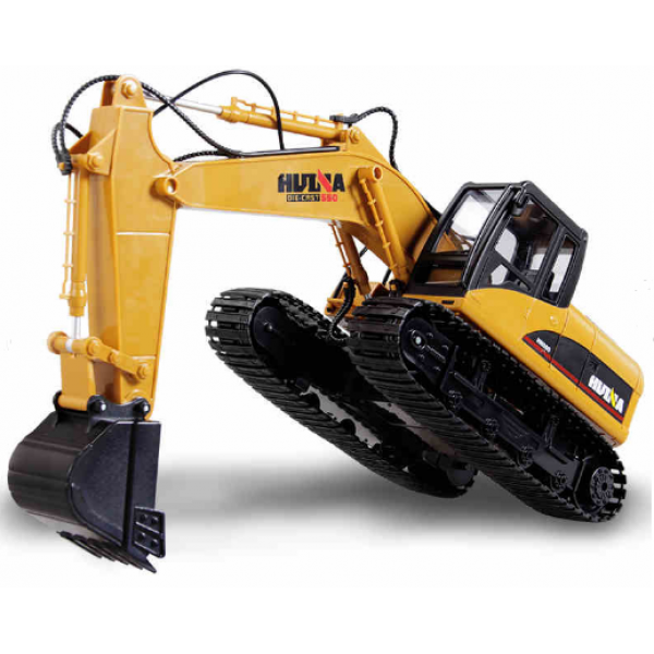 Екскаватор на радіокеруванні Hulna HL1550 1:14 15 функцій Чорно-жовтий (HL1550) - зображення 2