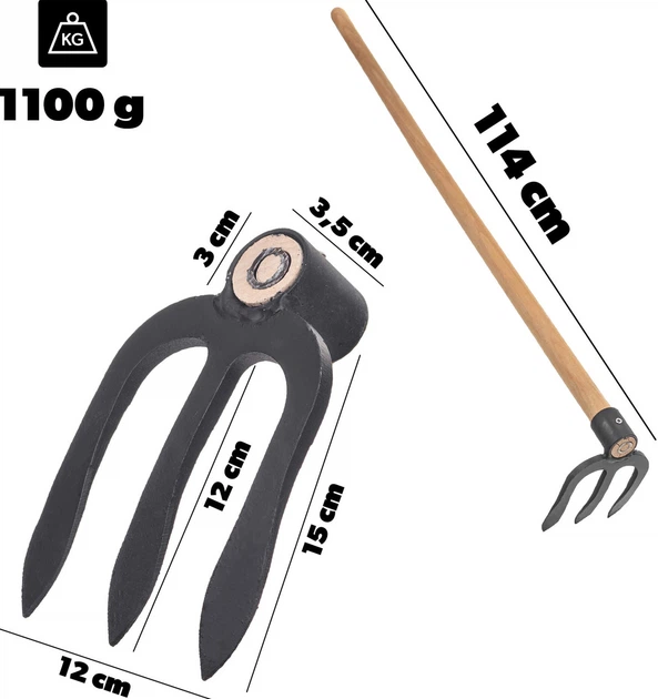 Кована тризуба мотика Kadax Husby 15 x 12 см з ручкою (K12158) - зображення 9