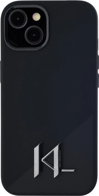 Etui plecki Karl Lagerfeld Silicone Shadow Metal Initial MagSafe do Apple iPhone 15 Black (3666339252922) - obraz 3