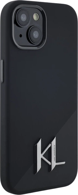Etui plecki Karl Lagerfeld Silicone Shadow Metal Initial MagSafe do Apple iPhone 15 Black (3666339252922) - obraz 4