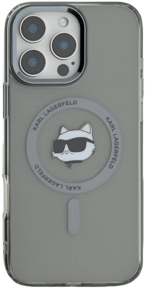 Etui plecki Karl Lagerfeld IML Metal Choupette Head MagSafe do iPhone 16 Pro Black (KLHMP16LHLSCHK) - obraz 3