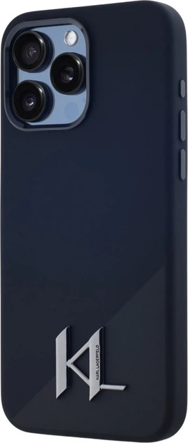 Панель Karl Lagerfeld Silicone Shadow Metal Initial MagSafe для Apple iPhone 15 Pro Black (3666339252946) - зображення 2