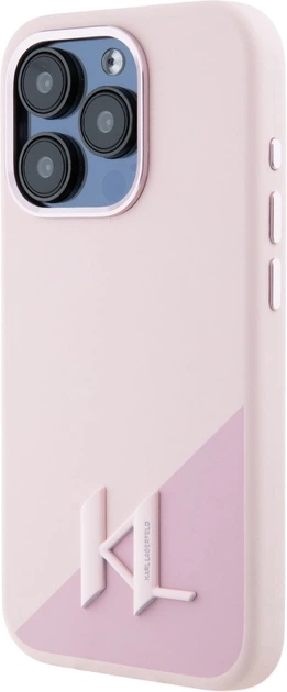 Панель Karl Lagerfeld Silicone Shadow Metal Initial MagSafe для Apple iPhone 15 Pro Max Pink (3666339253097) - зображення 2