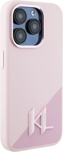 Панель Karl Lagerfeld Silicone Shadow Metal Initial MagSafe для Apple iPhone 15 Pro Max Pink (3666339253097) - зображення 4