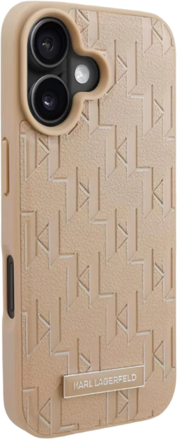 Etui Karl Lagerfeld Hot Stamp Magsafe do Apple iPhone 16 Beige (KLHMP16SPKHPORPE) - obraz 3