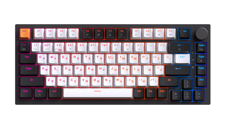 Клавіатура бездротова GamePro Asgard Valhalla MK160B Pro 75% RGB Wireless/Bluetooth/USB Black - Фото 3 Клавіатура бездротова GamePro Asgard Valhalla MK160B Pro 75% RGB Wireless/Bluetooth/USB Black - зображення 3