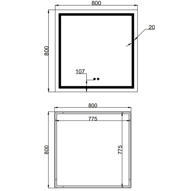 Зеркало Qtap Mideya (MI1) 800x800 с LED-подсветкой Touch, с антизапотеванием, диммером, рег. яркости QT2078NCF808048477 - изображение 2