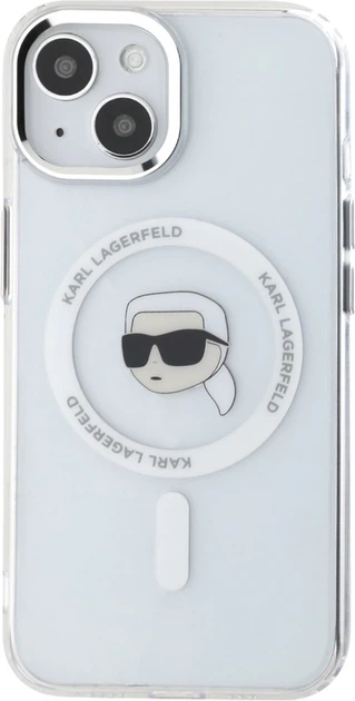 Etui plecki Karl Lagerfeld IML Metal Karl Head MagSafe do Apple iPhone 15 Plus White (3666339284053) - obraz 3