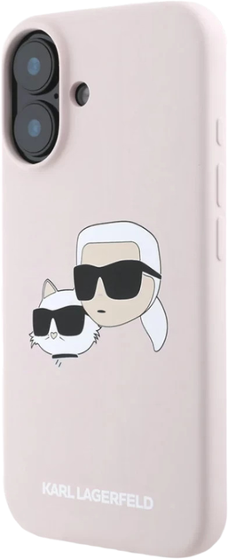 Etui Karl Lagerfeld Silicone Double Heads Print MagSafe do Apple iPhone 16 Pink (KLHMP16SSKCHPPLP) - obraz 3