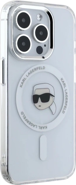 Etui plecki Karl Lagerfeld IML Metal Karl Head MagSafe do Apple iPhone 15 Pro White (3666339284060) - obraz 4