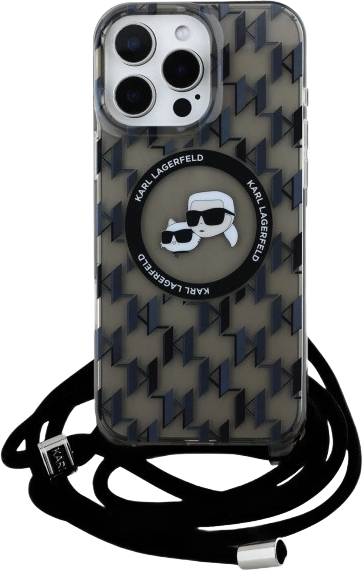 Панель Karl Lagerfeld IML Crossbody Monogram Karl & Choupette Head MagSafe для Apple iPhone 16 Pro Max Black (KLHMP16XHCKCKLCK) - зображення 2