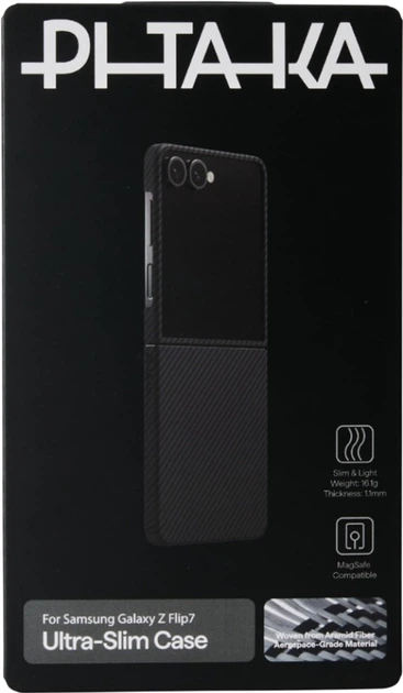 Etui plecki Pitaka Ultra-Slim MagSafe do Samsung Galaxy Flip 7 Black/Grey (FBFLIP7) - obraz 7
