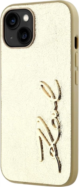Etui plecki Karl Lagerfeld Wrinkled Metal Signature do Apple iPhone 15 Golden (3666339255442) - obraz 2