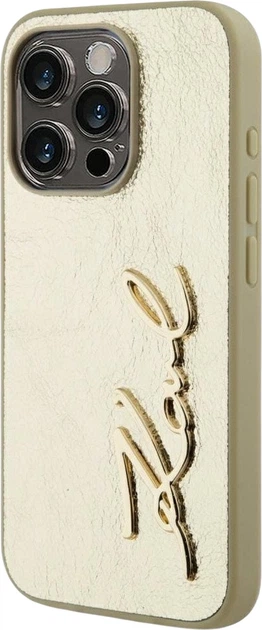 Etui plecki Karl Lagerfeld Wrinkled Metal Signature do Apple iPhone 15 Pro Golden (3666339255466) - obraz 2