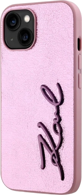 Etui plecki Karl Lagerfeld Wrinkled Metal Signature do Apple iPhone 15 Pink (3666339255589) - obraz 2