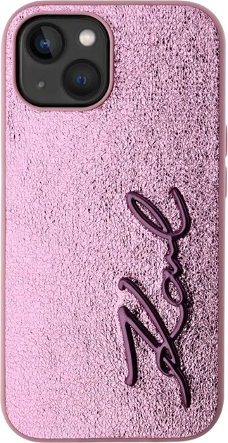 Etui plecki Karl Lagerfeld Wrinkled Metal Signature do Apple iPhone 15 Pro Max Pink (3666339255619) - obraz 3