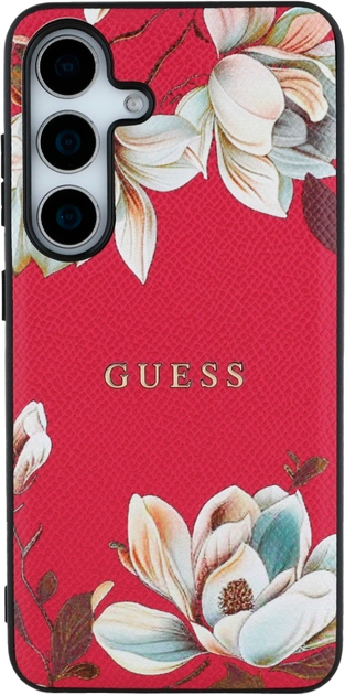 Etui Guess Grained Printed Flower Pattern MagSafe do Samsung Galaxy S25 Fucsia (3666339448899) - obraz 3