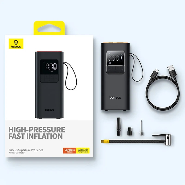 Портативный компрессор для авто Baseus Super Mini Pro Series BS-CG016 4000mAh Black - изображение 10