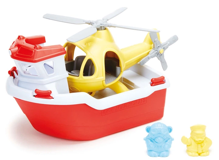 Іграшка для купання Green Toys Рятувальний катер з гелікоптером (2999757) (0816409011550) - зображення 2