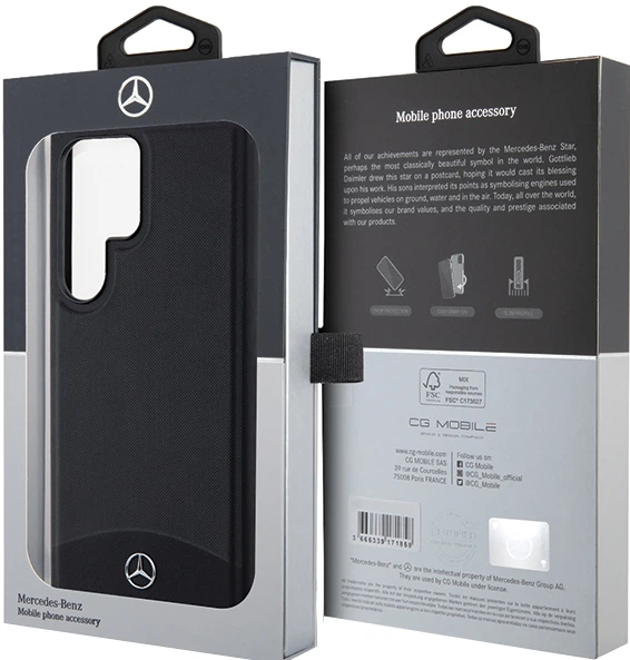 Etui plecki Mercedes Benz Textured and Plain Leather na Samsung Galaxy S24 Plus (S926) z Magsafe Czarne (3666339241018) - obraz 4