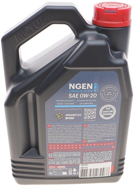 Olej silnikowy Motul NGEN Hybrid SAE 0W-20 4 l 111000 (3374650262468) - obraz 2