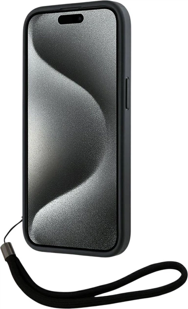 Etui plecki Karl Lagerfeld Saffiano Athleisure Stripes Cord do Apple iPhone 15 Black/Red (3666339254605) - obraz 4