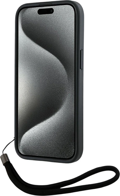 Etui plecki Karl Lagerfeld Saffiano Athleisure Stripes Cord do Apple iPhone 15 Pro Black/Pink (3666339254766) - obraz 4