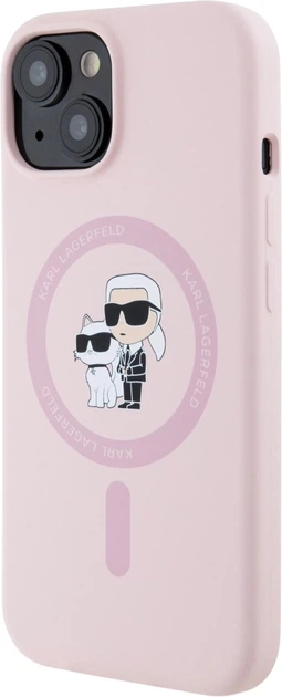 Etui plecki Karl Lagerfeld Silicone Karl&Choupette MagSafe do Apple iPhone 15 Pink (3666339254469) - obraz 2