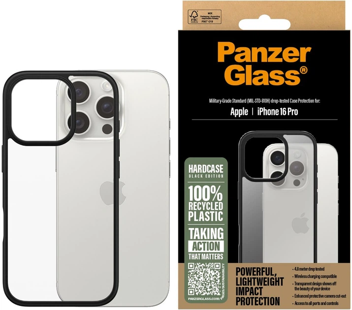 Etui plecki PanzerGlass HardCase do Apple iPhone 16 Pro Transparent/Black (5715685003196) - obraz 3