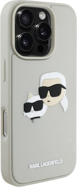 Etui plecki Karl Lagerfeld HC 3D Rubber Double Heads do Apple iPhone 16 Pro Beige (3666339402365) - obraz 3