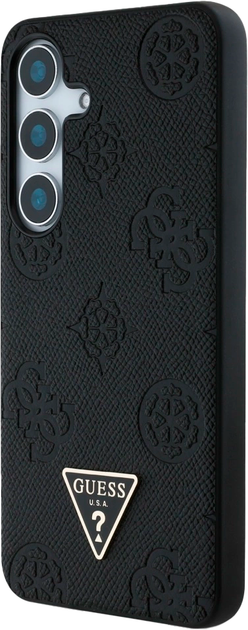 Панель Guess Grained Hot Stamp Peony Pattern Triangle Logo MagSafe для Samsung Galaxy S25 Black (3666339449223) - зображення 2