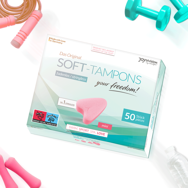 Женские гигиенические мягкие тампоны – Soft-Tampons MINI JoyDivision, 50 шт. - Фото 5 Женские гигиенические мягкие тампоны – Soft-Tampons MINI JoyDivision, 50 шт. - изображение 5