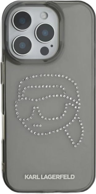 Панель Karl Lagerfeld IML Rhinestones Karl Head для Apple iPhone 16 Pro Max Black (KLHCP16XHKHDCELK) - зображення 3