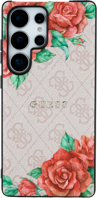 Etui Guess 4G Flowers Print Metal Classic Logo MagSafe do Samsung Galaxy S25 Ultra Pink (3666339449292) - obraz 3
