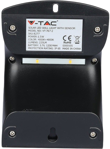 Сонячна лампа VTAC 1.5 Вт Чорна - зображення 4