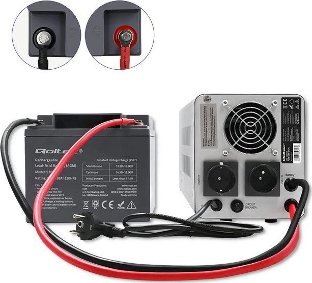 UPS Qoltec Pure Sine Wave 1000VA/700W Stała faza (50717) (955555905845903) - Outlet - obraz 4