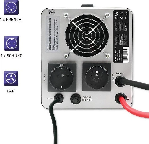 UPS Qoltec Pure Sine Wave 1000VA/700W Stała faza (50717) (955555905845903) - Outlet - obraz 6