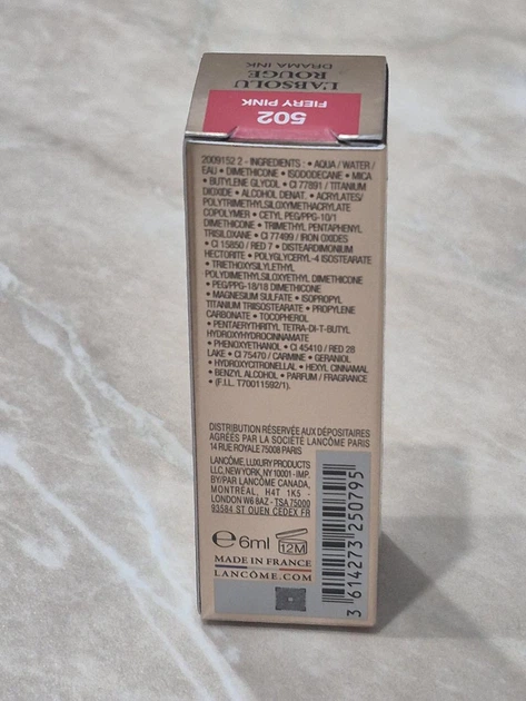 Матова рідка помада для губ Lancome L'Absolu Rouge Drama Ink 502 fiery pink 6 ml. - изображение 6