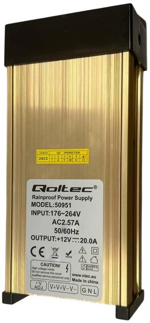Імпульсний блок живлення Qoltec LED IP45, 250 Вт, 12 В, 20А, водонепроникний (50951) (5901878509518) (955555907556078) - Уцінка - зображення 3