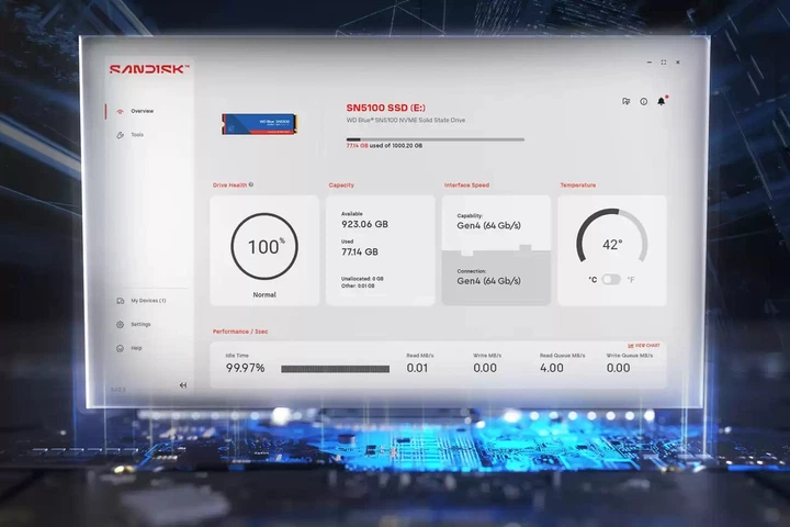 Диск SSD Western Digital Blue SN5100 2 TB M.2 2280 NVMe PCIe 4.0 x4 QLC 3D NAND (619659222833) - зображення 3