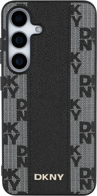 Etui plecki DKNY Leather Checkered Pattern MagSafe do Samsung Galaxy S25 Black (3666339423544) - obraz 3