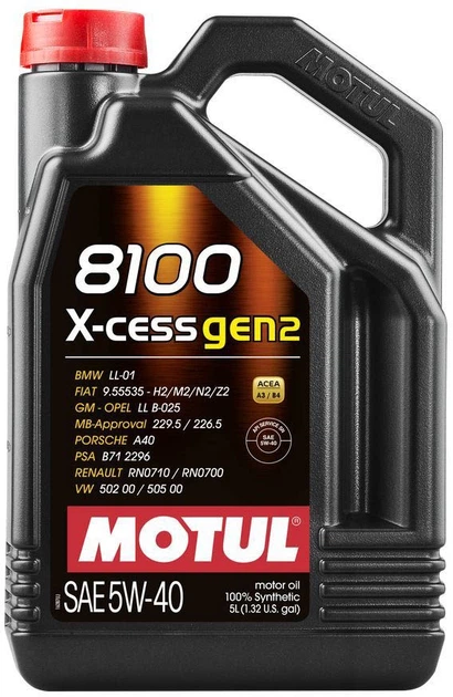 Моторна олива Motul 8100 X-cess gen2 SAE 5W-40 5 л 109776 (3374650296524) - зображення 1