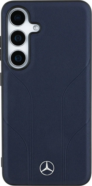 Панель Mercedes Leather Debossed Lines MagSafe для Samsung Galaxy S25 Blue (3666339423858) - зображення 3