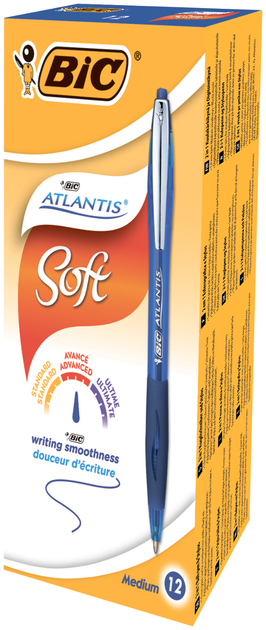 Ручка шариковая автоматическая BiC Atlantis с резиновым грипом Синяя (bc9021322) - изображение 2