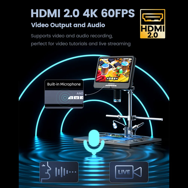 Цифровой микроскоп Andonstar AD210S Plus для пайки 10,1 дюйма HDMI для ремонта электроники - изображение 4