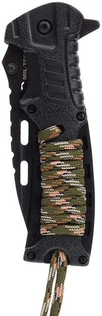 Nóż składany Mil-Tec 15318410 z kamuflażowym sznurkiem z paracordu i krzesiwem (4046872393679) - obraz 6