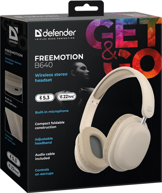 Навушники Defender FreeMotion B640 63642 Bluetooth Бежеві (4745090829419) - зображення 7