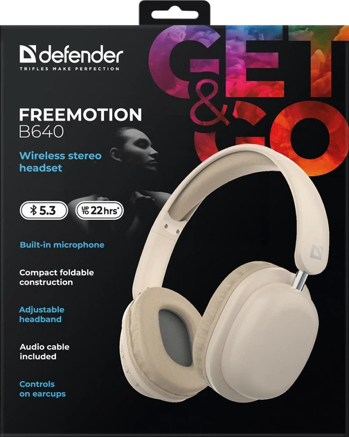 Навушники Defender FreeMotion B640 63642 Bluetooth Бежеві (4745090829419) - зображення 8
