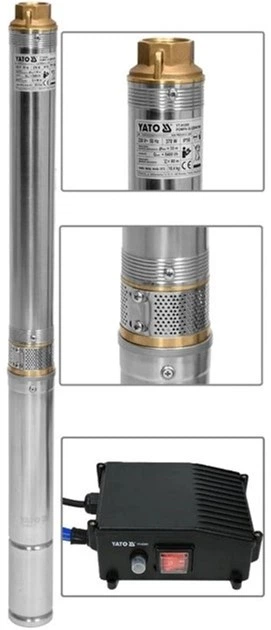 Насос для води глибинний Yato YT-85301 550 Вт 6000 л/год 50 м глибина 80 м кабель 20 м (5906083051340) - зображення 4