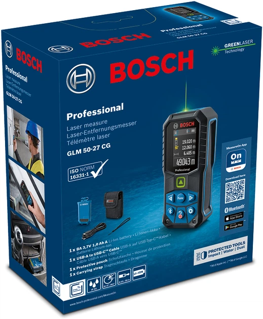 Лазерний далекомір Bosch GLM 50-27 CG + Li-Ion акумулятор BA 3.7 V 1.0 Ah 0601072U00 (4059952562964) - зображення 3